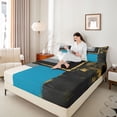 thumbnail image 4 of jejeloiu Graffiti Geometric Square Twin Sheet Sets,Blue White Black Bedding For Adults 3 Pieces, 4 of 7