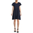 thumbnail image 3 of Time and Tru Women's Short Sleeve Tiered Knit Dress with Pockets, 3 of 5