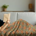 thumbnail image 3 of Geometric Soft Flannel Fleece Throw Blanket, Floral Pattern Warm Tones Abstract Culture Inspired Ethic Tribal Motifs, Cozy Plush for Indoor and Outdoor Use, 50" x 60", Multicolor, by Ambesonne, 3 of 5