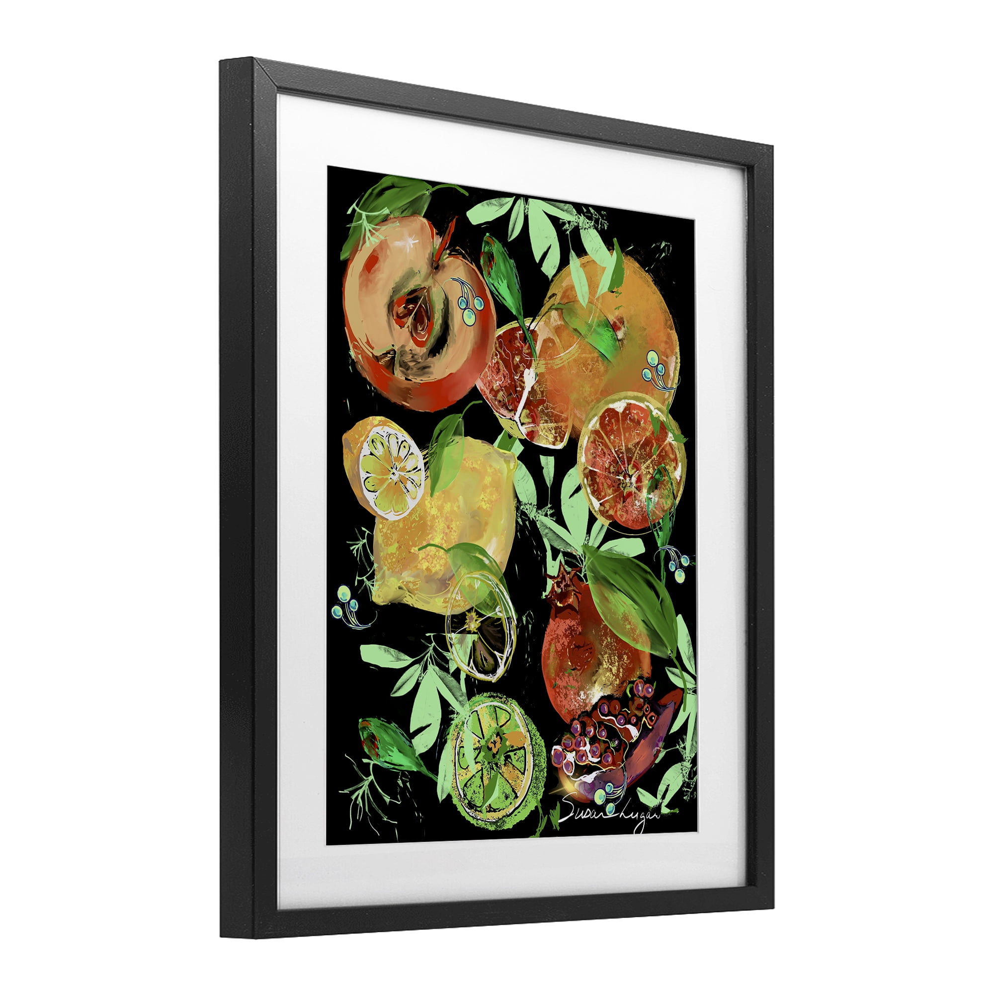 Stupell Industries Fruit Medley Combo Black Framed Print Under Glass, design by Susan Lugar