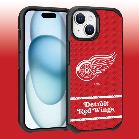 Apple iPhone 15 - NHL Licensed Detroit Red Wings Team Logo on Jersey Textured Dual Layer Case