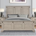 thumbnail image 4 of Roundhill Furniture Renova Distressed Parchment Wood Panel Bed, King, 4 of 7