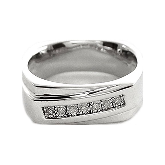 Forever New Men's White Diamond Accent Seven-Stone Sterling Silver Ring