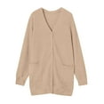 thumbnail image 6 of ClodeEU Women's Casual Long Cardigan Sweaters ,Lightweight Long Sleeve Soft Open Front With Pockets Khaki,Womens Plus L, 6 of 6