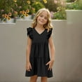 thumbnail image 6 of Babcutegg Girls Dresses, Ruffle Sleeve V Neck Soild Color Kids Clothes Clearance Black 4 T, 6 of 9