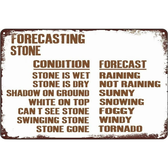 8 x 12 in Metal Tin Sign - Vintage Metal Signs - Weather Forecasting Stone Tin Sign Poster Wall Decor Plaque for Home Bar Pub Club Cafe 8x12 inch