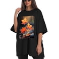 thumbnail image 4 of Plus Size Shirt for Women Black Tops for Women Short Sleeves Shirt for Women Maple Leaves T Shirt Crewneck Shirt for Women XS, 4 of 5