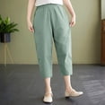 thumbnail image 6 of Outfmvch Flowy Pants Cropped Linen Pants Women Palazzo Pants with Pockets Linen Palazzo Trousers Flowy Pants for Women Petite Capris Drawstring with Pockets Palazzo Pants Beach Pant Gray M-3XL, 6 of 7