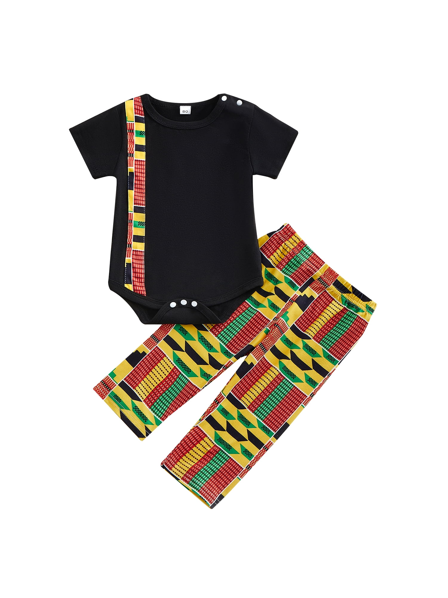 Coduop Africa Style Baby Boys 2Pcs Outfit Set Short Sleeve Romper and