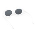 thumbnail image 4 of Womens Iridescent Rose Flower Stud Oval Mod Fashion Sunglasses White - Black, 4 of 4