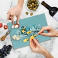 thumbnail image 5 of City Cutting Board, Winter Season Composition Snow Pattern with Houses and Bridges Architecture, Decorative Tempered Glass Cutting and Serving Board, Small Size, Pale Blue Grey White, by Ambesonne, 5 of 5