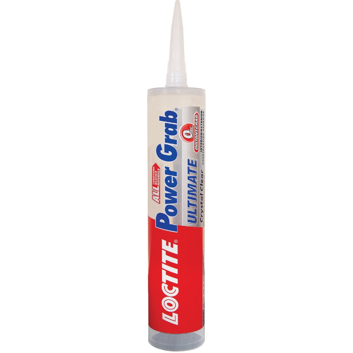 Loctite Power Grab Ultimate Crystal Clear Construction Adhesive - Versatile Construction Glue for Glass Wood Metal & More - 9 fl oz Cartridge 12 Pack