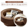 thumbnail image 5 of 31.5" Round Fluted Drum Coffee Table with Hidden Storage, Modern Slatted Accent Table for Living Room & Small Spaces,Walnut, 5 of 9