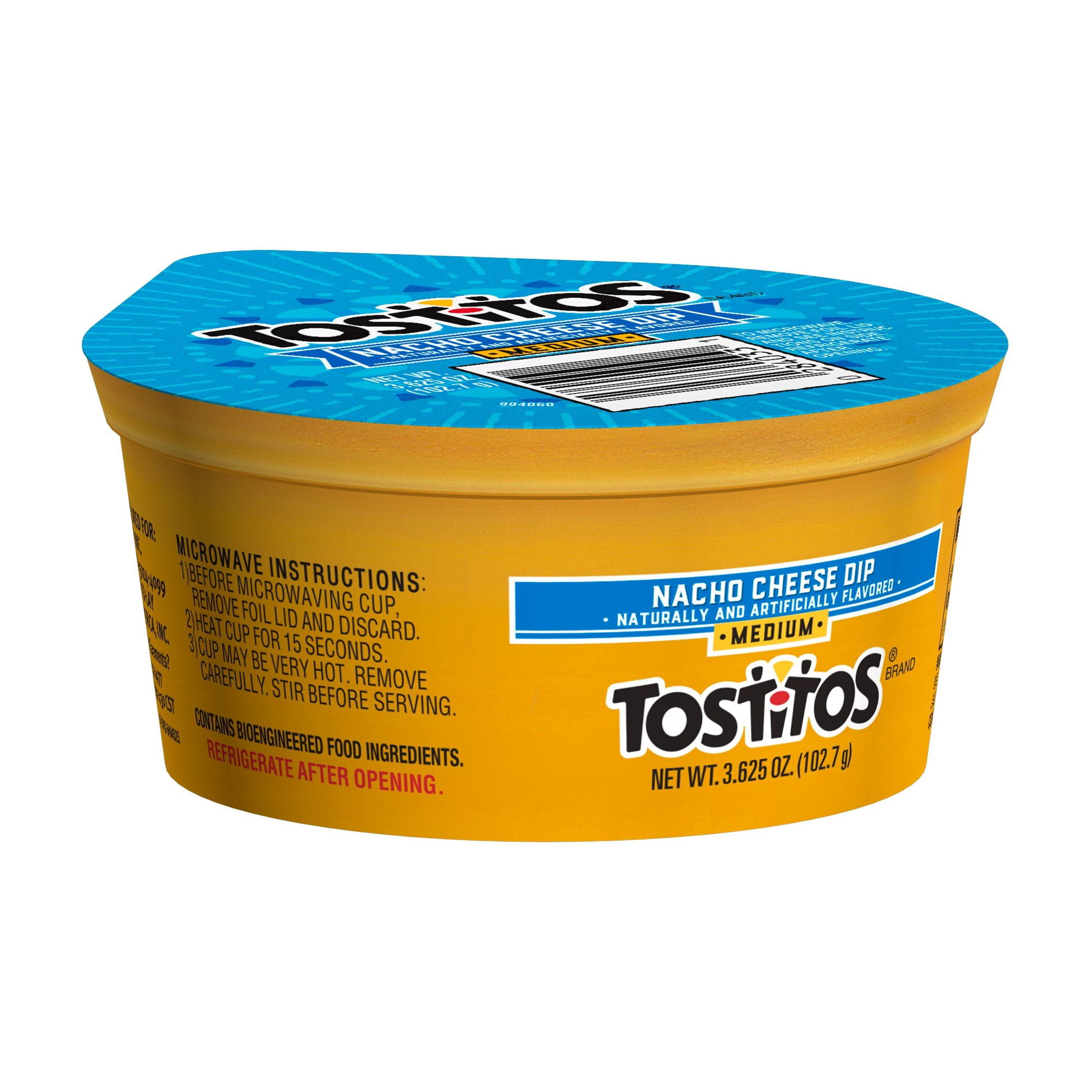 Tostitos Medium Nacho Cheese Flavored Cheese Dip & Spread, Shelf-Stable, 3.625 oz Cup