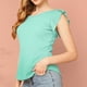 thumbnail image 1 of Fiudx Camisas de Mujer Camiseta de Manga Corta con Volantes y Cuello Redondo Liso para Mujer Top/Camisa de Cuello Redondo de Manga Corta, 1 of 4