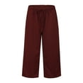 thumbnail image 6 of Mohiass Summer Capri Pants for Women, Casual Pull On Womens Capris with Pockets, Women's Casual Pants & Capris, Ladies Capris Wine L, 6 of 6