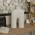 thumbnail image 3 of DecMode 13" Abstract Rounded Arched White Ceramic Vase with Glossy Speckled Texture, 3 of 13