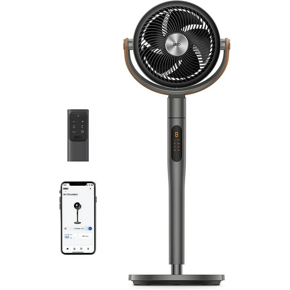 Smart Fan for Bedroom, 120° 105° Omni-directional Oscillating Standing Fans with Remote, 100ft Quiet Floor Fan for Room, Wi-Fi/Voice/Alexa, 6 Modes, 8 Speeds, 37-43'' Height, 12H Timer, DC Motor