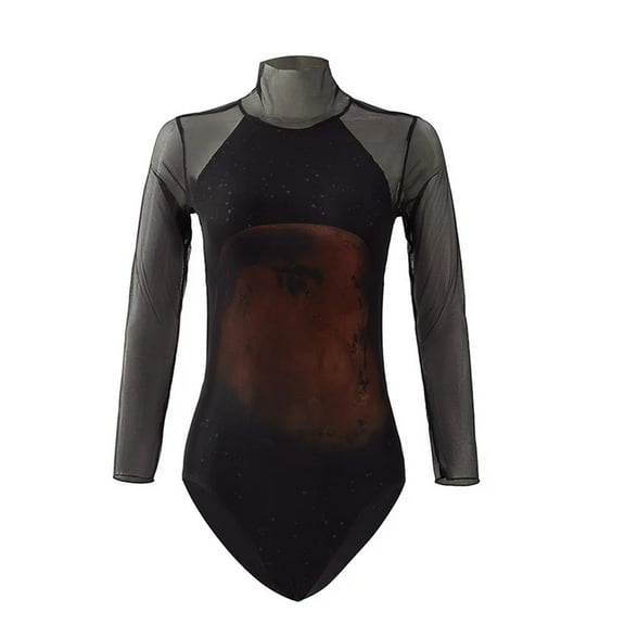 Ballet Dance Costume Gymnastics Training Suit Long Sleeved Mesh Ballet Dance Jumpsuit Ballet Outfit