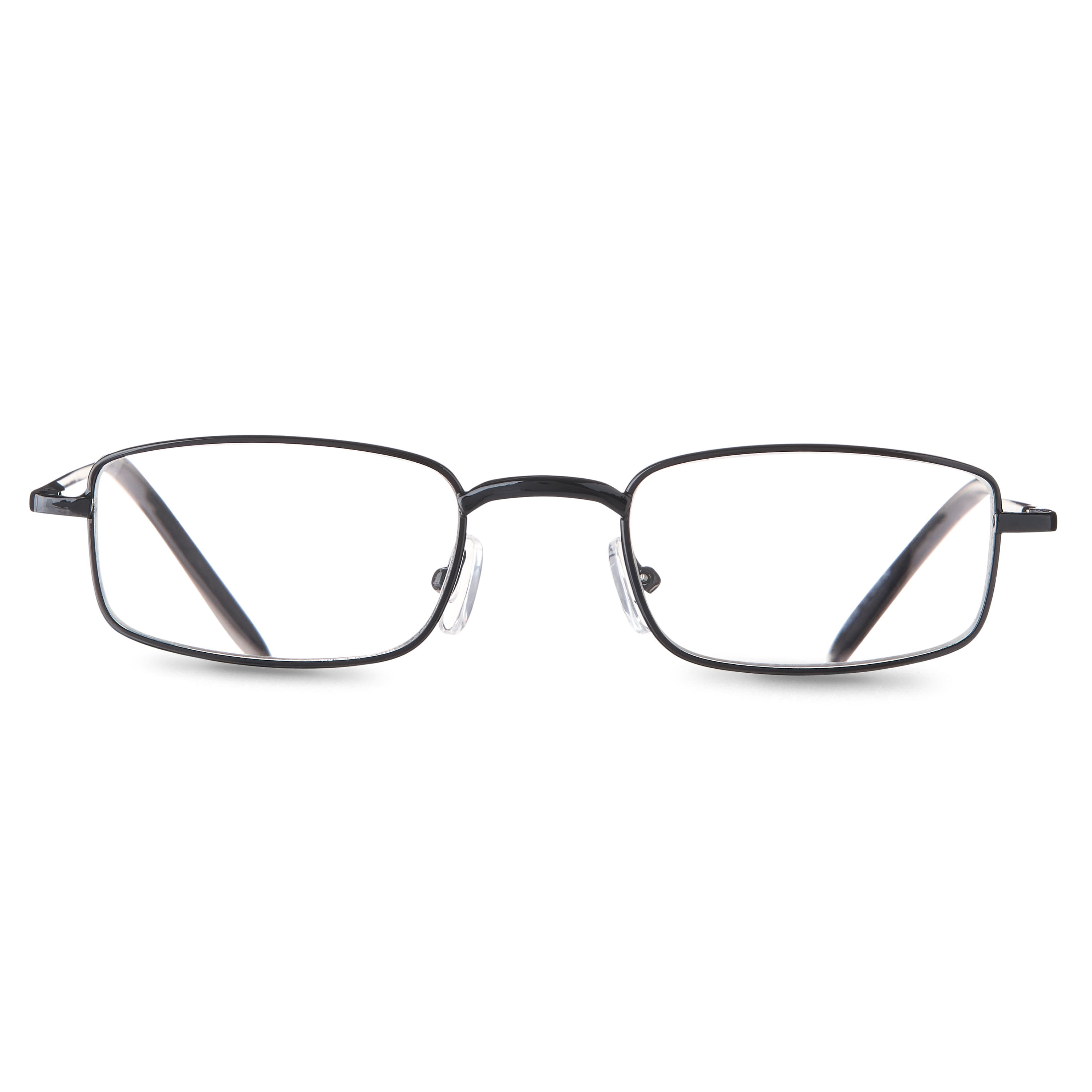 Equate Jordan Value 2-Pack Unisex Rectangular Reading Glasses with Case, Black/Gunmetal, +2.00
