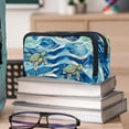 thumbnail image 6 of MUOOUM Pencil Case, Blue Wave Stripe Sea Turtle Pattern Large Capacity Pencil Pouch Stationery Pen Bag, 6 of 7