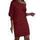 thumbnail image 1 of Vestido ajustado de terciopelo con un solo hombro para mujer - Vestido midi cruzado con fruncido y abertura para fiestas y bodas - Tallas S-XXL, 1 of 4