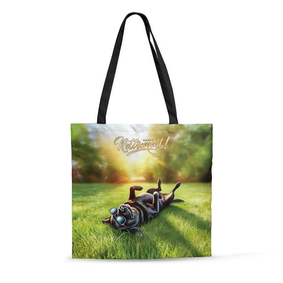Happy Retirement with Labrador Retriever Enjoy Life Rest Time All Over Print 3D Canvas Tote Bag Lab Dog Lover Gifts Reusable Handbag - 02027