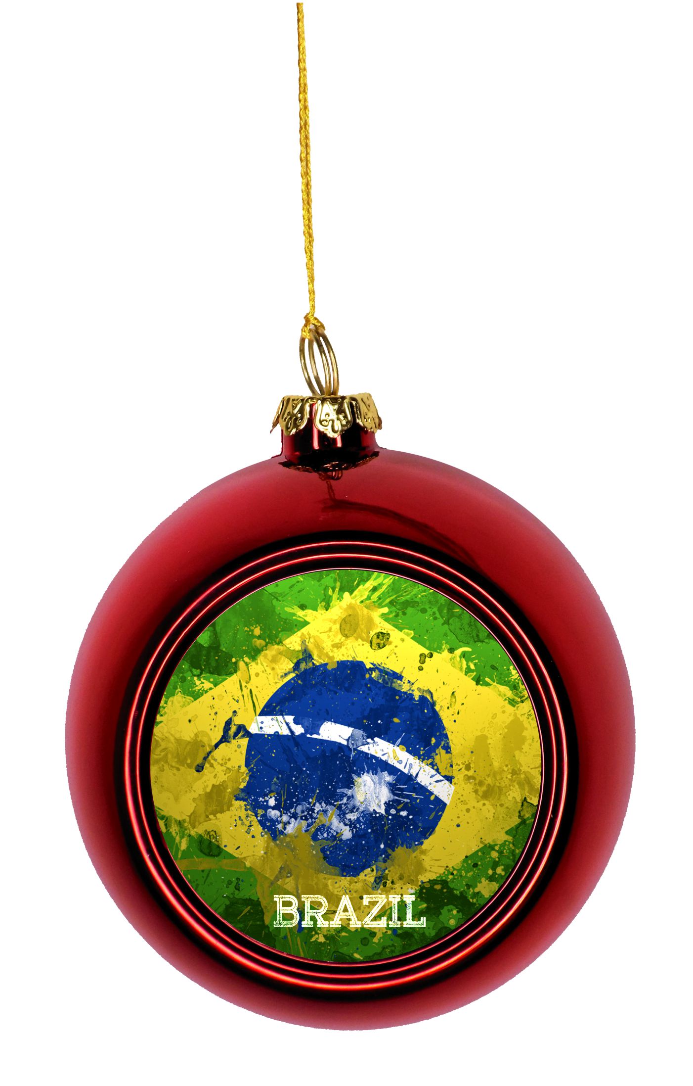 Flag Brazil - Watercolor Paint Splash Brazilian Flag Bauble Christmas