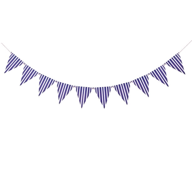 Xiao Hua Paquete de 2 banderines triangulares morados para decoración de fiestas, banderines para Año Nuevo, cumpleaños, guardería, aula, aniversario, graduación, 12 unidades, 10 pies