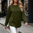 thumbnail image 5 of Warop Fall Long Sleeve Shirts for Women Solid Color Crew Neck Tops Sleeves with Deco Buttons Casual Loose Sweatshirt, 5 of 7
