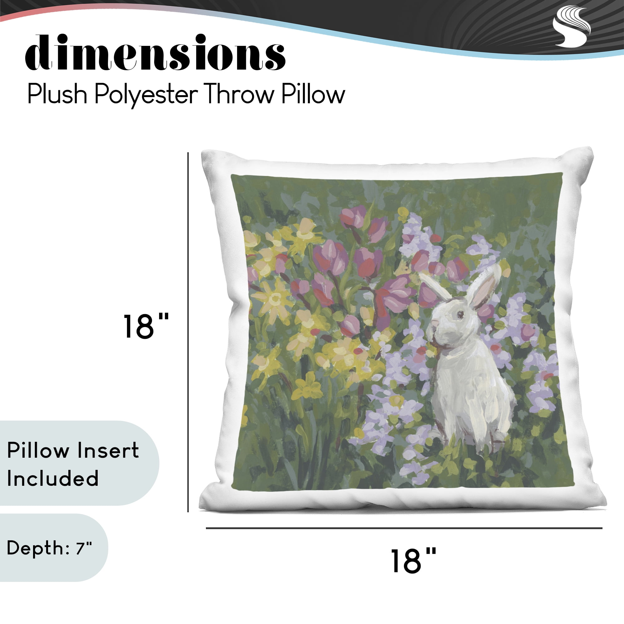 Stupell Industries Botanical Bliss Bunny Decorative Printed Throw Pillow, design by June Erica Vess