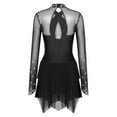 thumbnail image 4 of iiniim Women's Figure Ice Skating Dress Shiny Rhinestones Ballet Roller Skating Lyrical Dancewear Black XL, 4 of 7