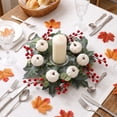 thumbnail image 7 of Fall Thanksgiving Wreath with White Pumpkins Red Berries, Artificial Autumn Front Door Wreath for Spring, Summer, Fall,Thanksgiving, Wedding, Harvest Home Decor by XSAOP, 7 of 7