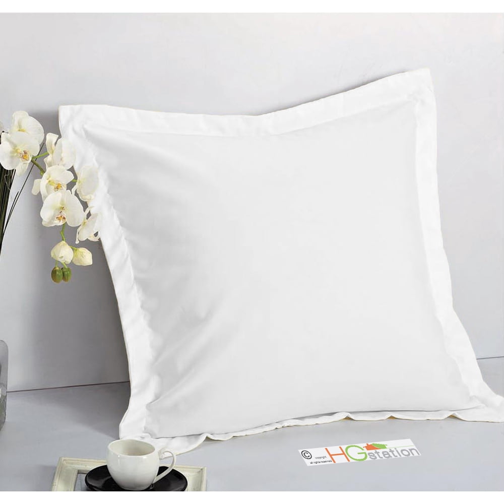 1 Pair 2 Pieces Euro Pillow Shams 26" x 26" + 1.5" Hem White Machine