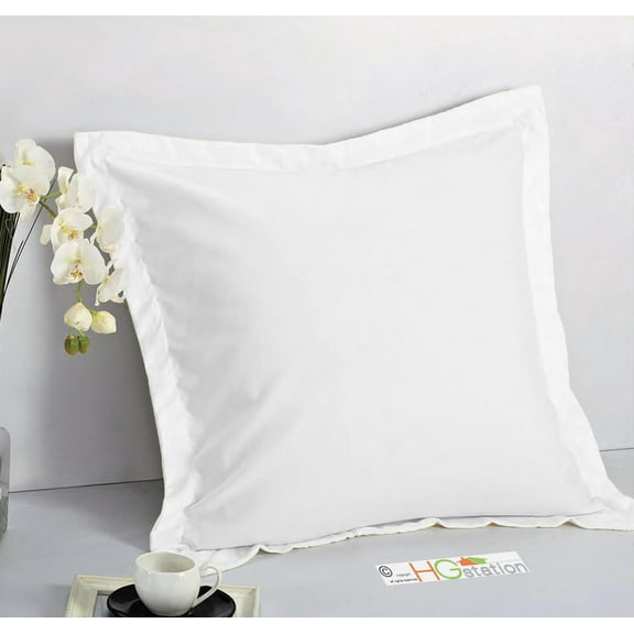 1 Pair 2 Pieces Euro Pillow Shams 26" x 26" 1.5" Hem White Machine Wash Dry