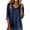 Dark Blue, variant on Women's Plus Size Denim Top, V Neck Long Sleeve Casual T-Shirt with Side Slits, Loose Fit Streetwear Tunic for Daily Wear and Going Out Blue XXXL