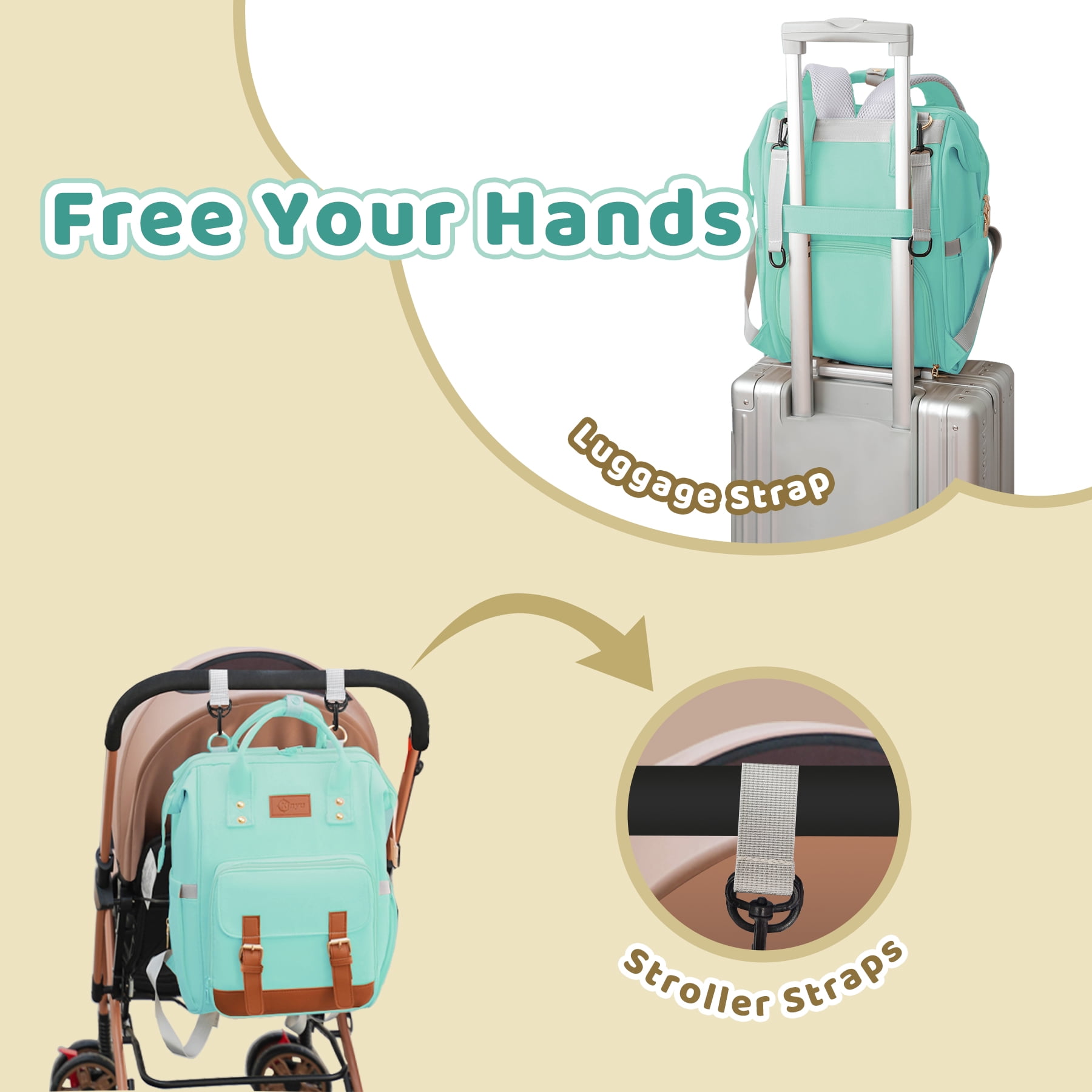 stillithou Diaper Bag Backpack for Women, Large Capacity Baby Diaper Backpack with Wet Dry Pockets, Stroller Straps & Insulated Pockets - Travel Daily Use Shopping, Light Blue