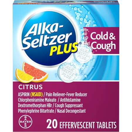 Alka-Seltzer Plus Cold & Cough Medicine, Citrus Effervescent Tablets, 20 (Best Cough And Cold Medicine For 5 Year Old)