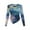 Blue Marble Paint Splatter, variant on Cowboy Horse Cactus Hat Flower Print Women's Going Out Y2K T Shirts Long Sleeve Round Neck Fitted Tee Stretchy Blouse Trendy Asymmetrical Tops, Size M