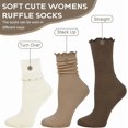 thumbnail image 3 of 6 Pairs Ruffle Socks Soft Cute Frilly Turn-Cuff Long Casual Slouch Cotton Crew Socks for Women Gifts, 3 of 10