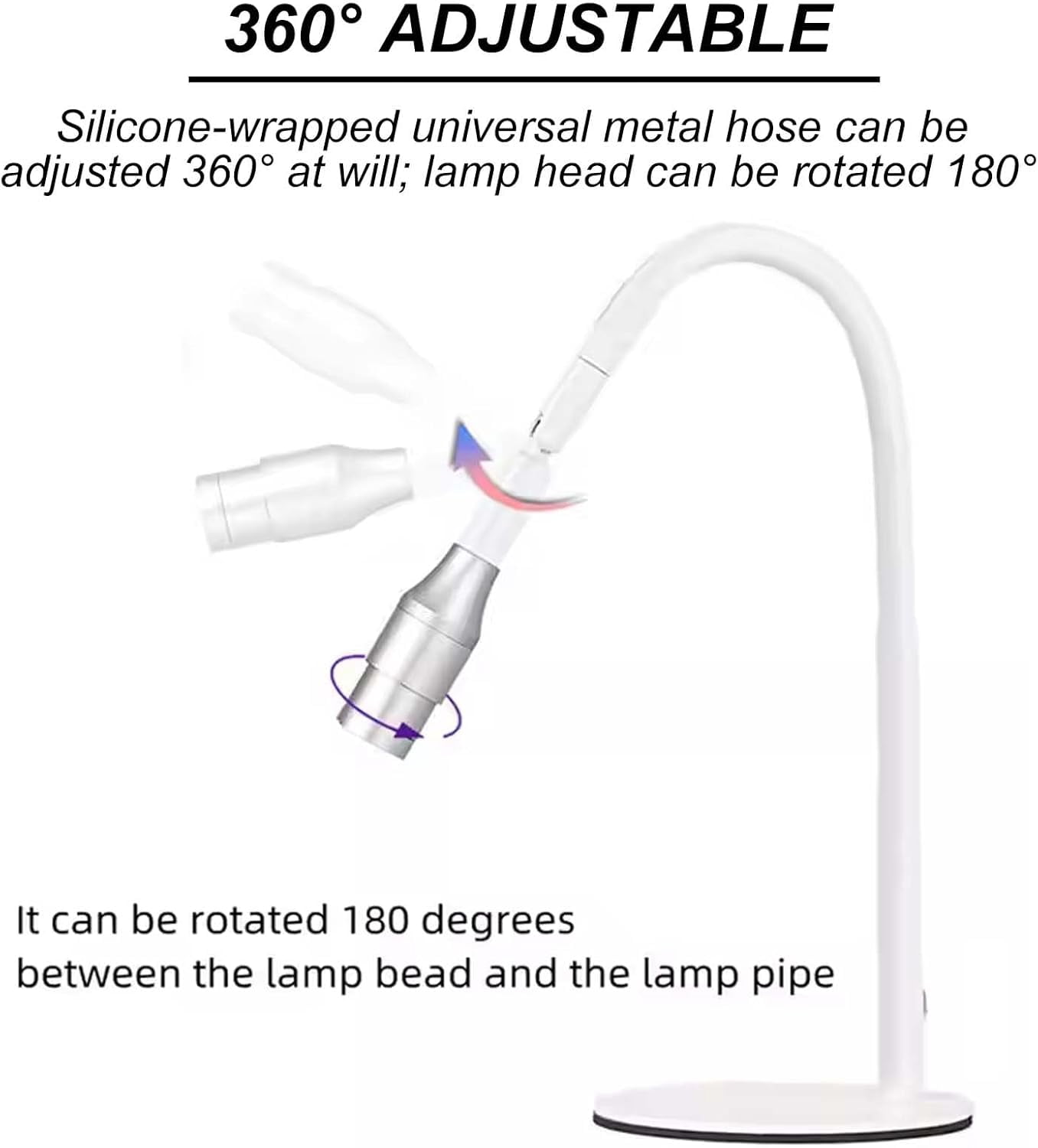 5W 395-400nm UV Cure lamp for Eyelash Extension, Lash Lamp with Foot Switch, 360° Adjustable Metal Bracket, 1-2sfast Curing, Gel Polish Curing Light for Home and Nail Salon