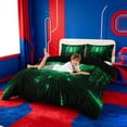 thumbnail image 3 of meiyoeat Modern Neon Geometric Bedding For Kids,Green Plaid Buffalo Duvet Cover Full For Boys,Black Reversible,3-Piece(No Comforter), 3 of 6