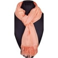 thumbnail image 2 of Peach Pashmina Scarf Shawl, Bridesmaid Shawl, Bridal Wrap, Wedding Shawl, 2 of 2