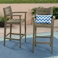 thumbnail image 2 of Brigitte Outdoor Acacia Wood Barstools, Set of 2, Gray, 2 of 7