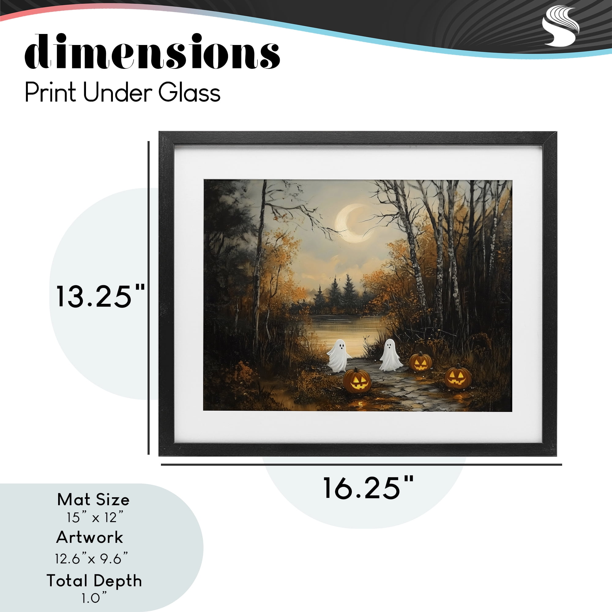 Autumn Ghosts at Lake Black Framed Print Under Glass, design by Arlington Prints
