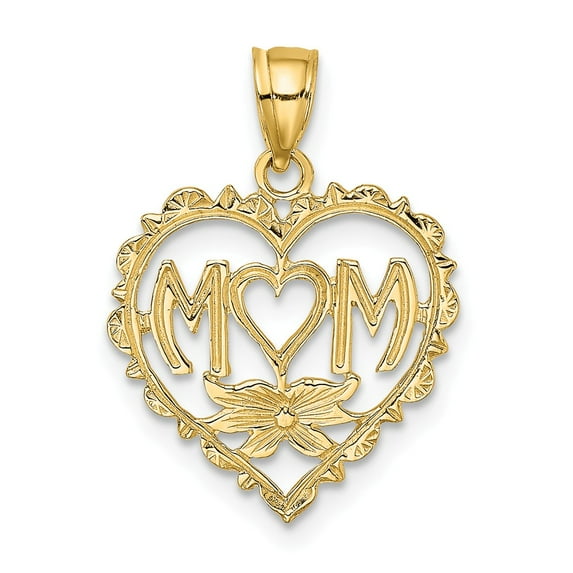 FB Jewels 14K Mom in Heart with Heart Shaped O Pendant
