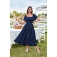 thumbnail image 2 of Vestido GRACE KARIN de verano con mangas con volantes, azul marino fruncido, 2 of 9