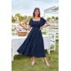 thumbnail image 2 of Vestido GRACE KARIN de verano con mangas con volantes, azul marino fruncido, 2 of 9
