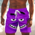 thumbnail image 2 of FINALGANG Mens Funny Face Print Beach Shorts Casual Drawstring Waist Swim Trunks Quick Dry Lightweight Board Shorts For Summer Daily Wear Purple XXL, 2 of 4
