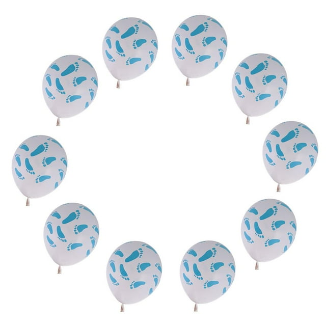10 Pieces Baby Footprints Latex Shower Birthday Decor , Blue